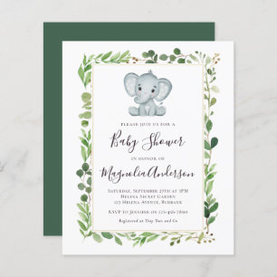 BUDGET Eucalyptus Elephant Chá de fraldas Convite