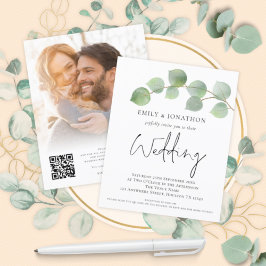 BUDGET Eucalyptus Foto QR Convite de casamento de