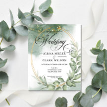 BUDGET Eucalyptus Greenery Dourado Convite para Ca