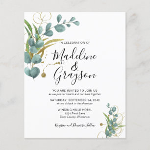 BUDGET Eucalyptus Greenery Dourado Convite para Ca