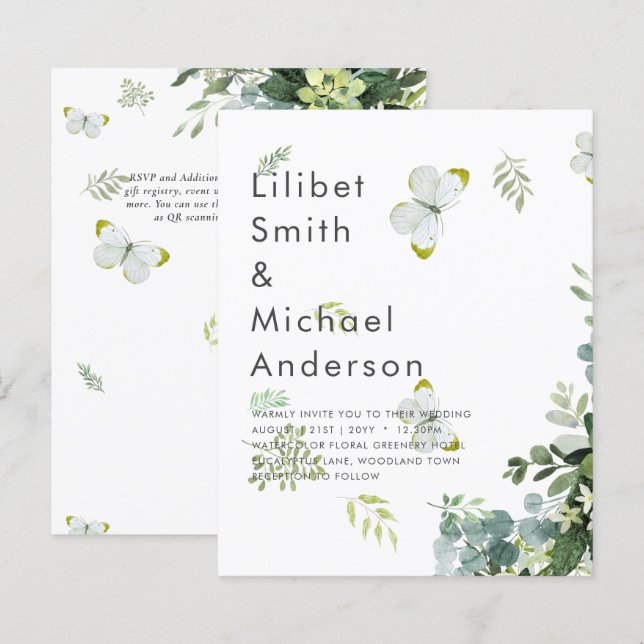 BUDGET Eucalyptus Greenery Leaf Botanical Weding (Frente/Verso)