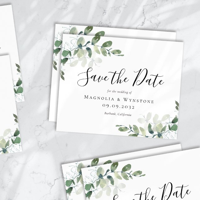 BUDGET Eucalyptus Watercolor Casamento Salva A Dat (Criador carregado)