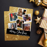 Budget Faux Gold Glitter Multi Photo Christmas<br><div class="desc">** SATIN PAPER IS PAPER THIN. UPGRADE THE PAPER FOR A THICKER PAPER. HAS AN OPTION FOR ENVELOPES. *** Save money on Christmas Cards with this smaller card that has an option for envelopes. Warm your family and friends' holidays with your Faux Gold Glitter Instant Multi Photo Merry Christmas Card....</div>