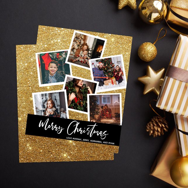 Budget Faux Gold Glitter Multi Photo Christmas (Criador carregado)