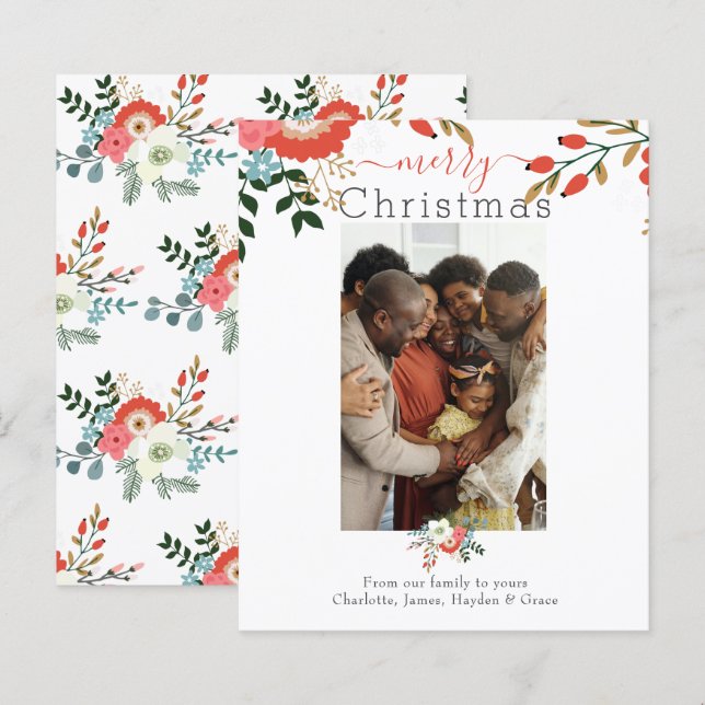 BUDGET Feliz Feriado de Natal Floral (Frente/Verso)