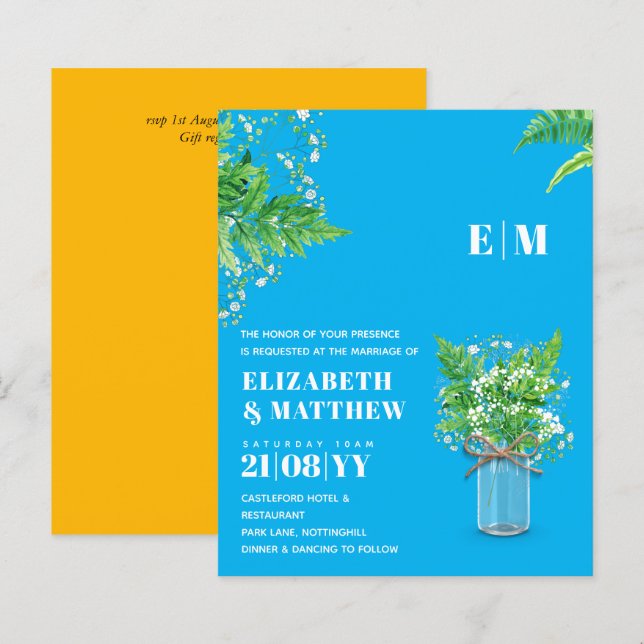 BUDGET Fern verde Convite de casamento (Frente/Verso)