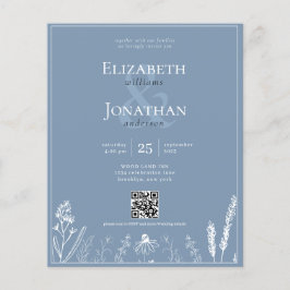 BUDGET Floral Dusty Monograma Azul QR Foto Casamen