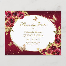 BUDGET Floral Red Dourada Borboleta Quinceanera