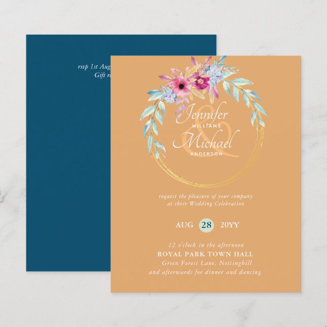 BUDGET Flowers de Verão Convites para Casamento (Frente/Verso)