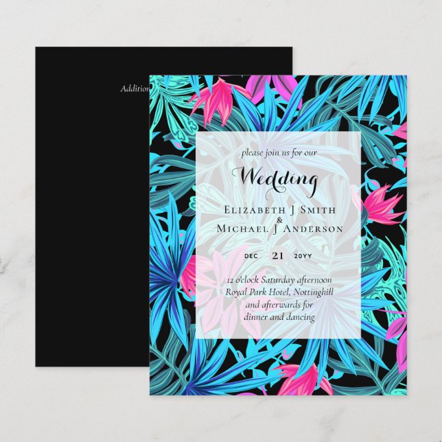 BUDGET Folhas Tropicais Convites de Casamento de D (Frente/Verso)