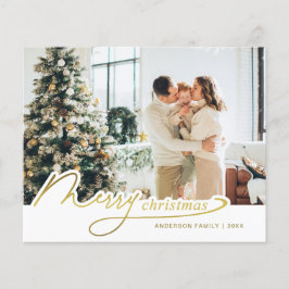 BUDGET Foto de Natal Mínima Elegante Dourada e Fel