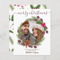 BUDGET Foto personalizada de Natal Holly Wreath