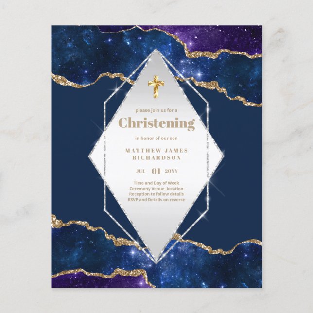 BUDGET Galaxy CHRISTENING Convida Baptism Bautizo (Frente)