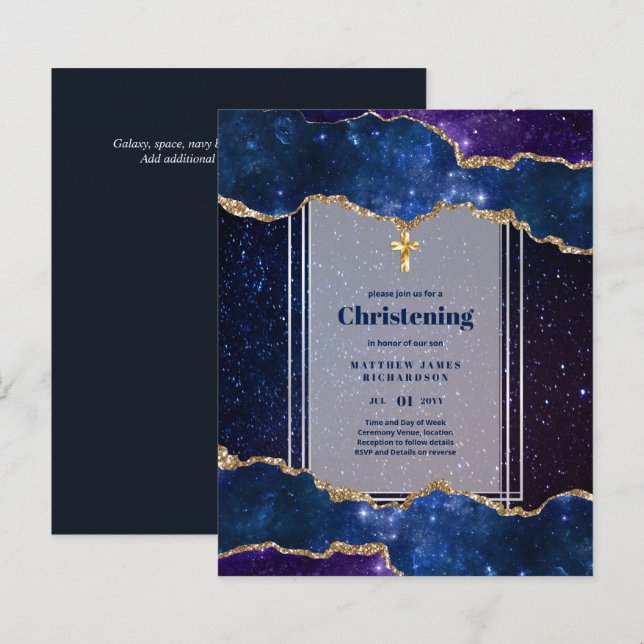 BUDGET Galaxy CHRISTENING Convida Baptism Bautizo (Frente/Verso)