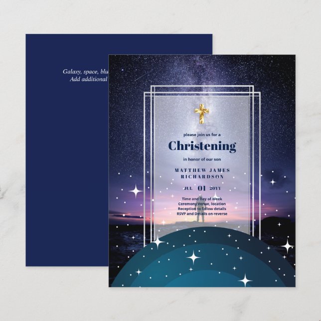 BUDGET Galaxy CHRISTENING Convida Baptism Bautizo (Frente/Verso)