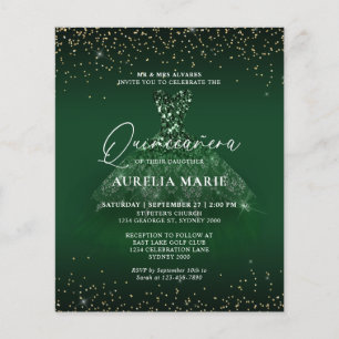 BUDGET Glam Dourada Princesa Verde Vestida Quincea