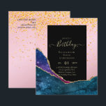 BUDGET Glitter Glam Foil Bonito Menina Qualquer Id<br><div class="desc">Este convite de aniversário de design moderno e bonito pode ser usado para QUALQUER aniversário, simplesmente edite os campos de texto de modelo conforme desejado para o seu evento. Pode ser usado para suas filhas Sweet16, Quinceanera, 12, 15, 18º, 21ruas, 16º, 25, 30, 40º, fi59º, 60º, e até 70, 80...</div>
