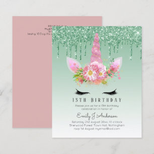 BUDGET Glitter Rosa Unicorn Raparigas Aniversário