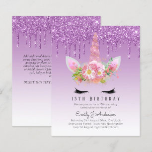 BUDGET Glitter Rosa Unicorn Raparigas Aniversário