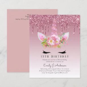 BUDGET Glitter Rosa Unicorn Raparigas Aniversário