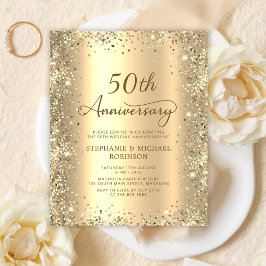 Budget Gold 50th Wedding Anniversary Invitation