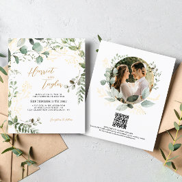 BUDGET Gold Eucalyptus Photo QR Code Wedding 