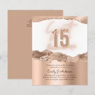 BUDGET Gold Foil Glitter Quinceanera 15 Aniversári