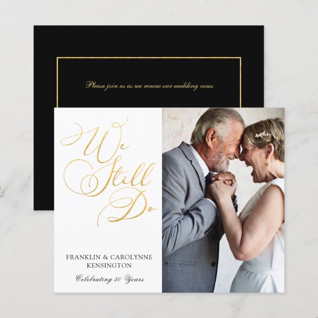 BUDGET Gold Foil Weding Aniversário Renovação (Frente/Verso)