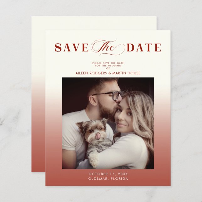 Budget Gradient Wedding Photo Whimsical Script (Frente/Verso)