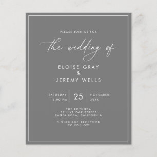 Budget Gray Wedding Invitation  Flyer
