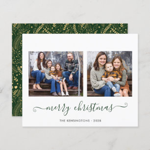 BUDGET Green Dourado Script Feliz Foto de Natal