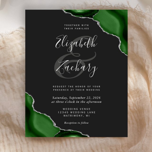 Budget Green Silver Agate Corners Dark Wedding (Criador carregado)