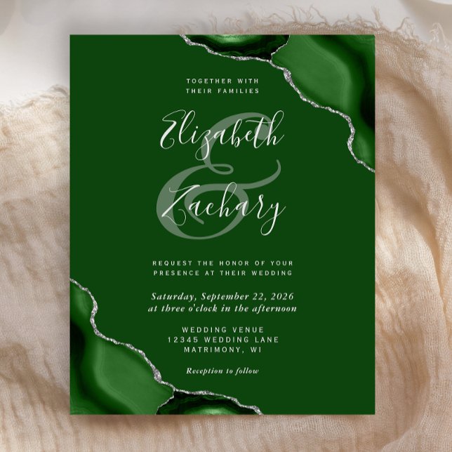 Budget Green Silver Agate Corners Wedding (Criador carregado)
