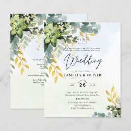 BUDGET Greenery Dourado Eucalyptus deixa casamento