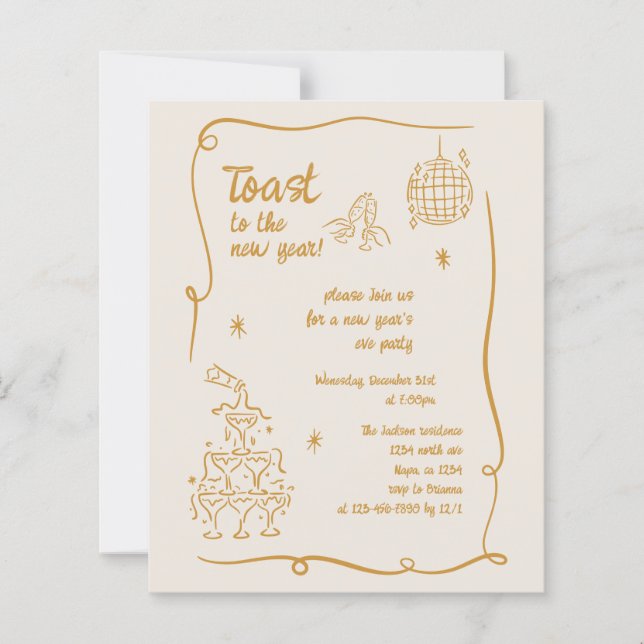 BUDGET Hand Drawn Illustrated New Years Eve Party (Frente)
