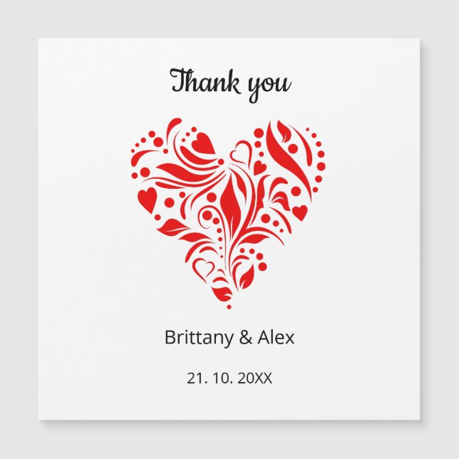 Budget Heart Wedding Thank You Card – Customizable (Frente)
