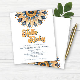 BUDGET Hello Baby Blue Dourado Chá de fraldas