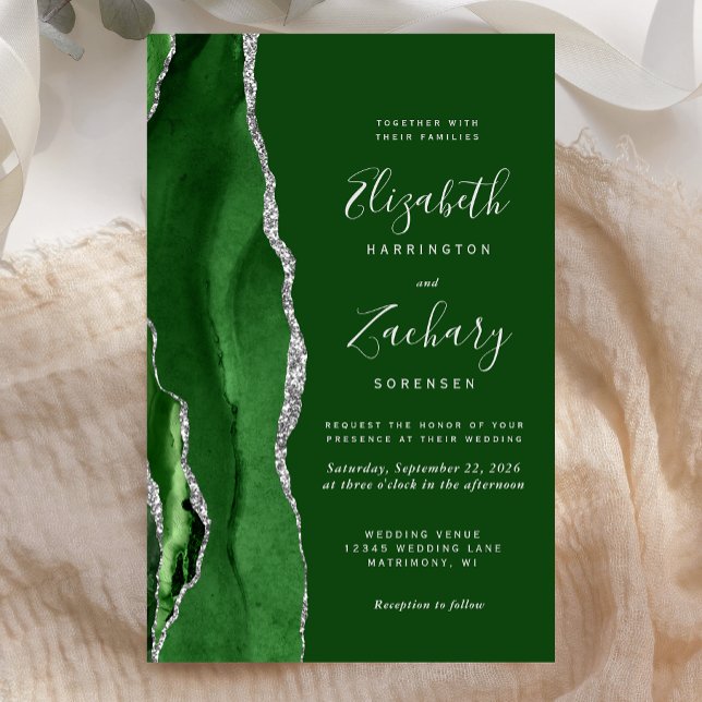 Budget Hunter Green Silver Agate Wedding (Criador carregado)