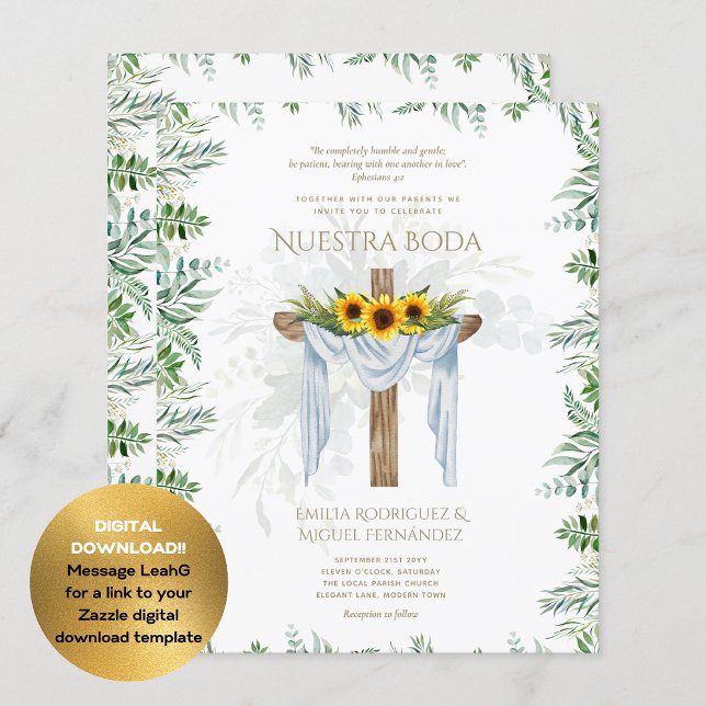 BUDGET Invitación De Boda Católica Bilingüe (Criador carregado)