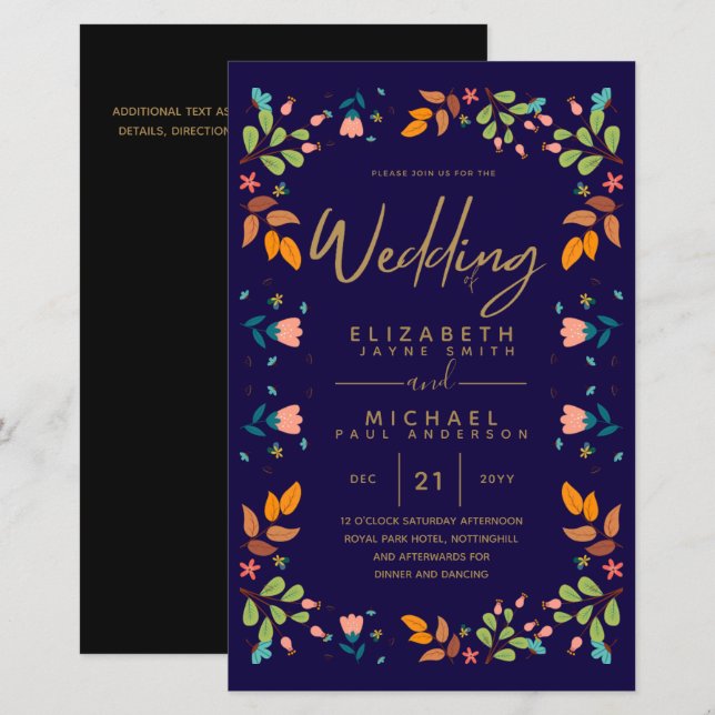 BUDGET Jardim Moderno Deixa Convite de casamento A (Frente/Verso)