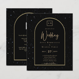 BUDGET Jet BLACK DOURADO Starry Night Convite de c