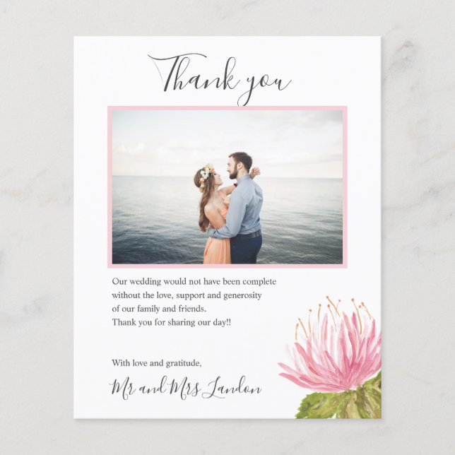 BUDGET Linda flor verde rosa obrigado você (Frente)