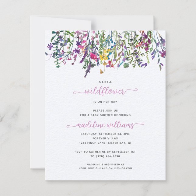 BUDGET Little Wildflower Chá de fraldas Convite (Frente)
