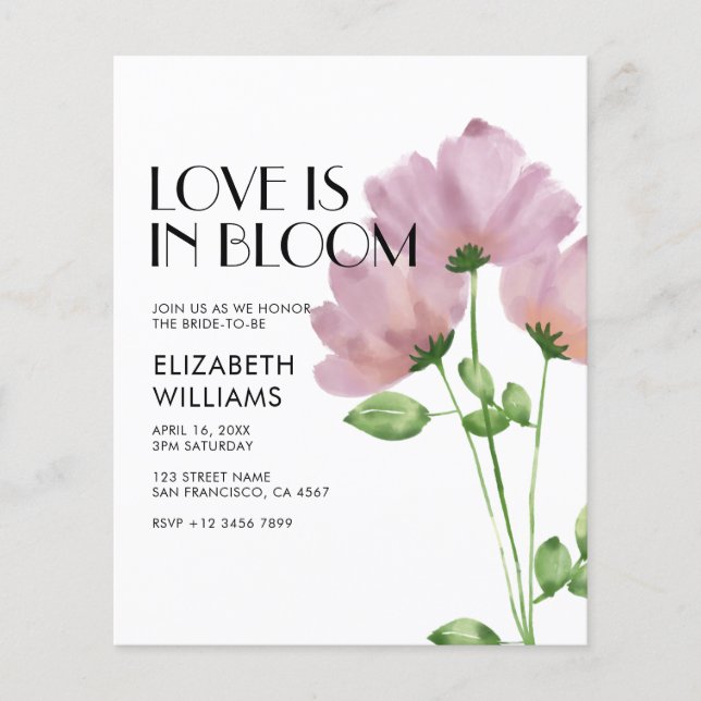 BUDGET Love está no Bloom Modern Chá de panela (Frente)