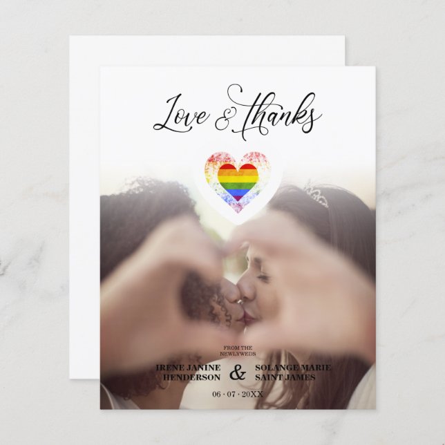 Budget Love & Thanks LGBT Rainbow Pride Heart LGBT (Frente/Verso)