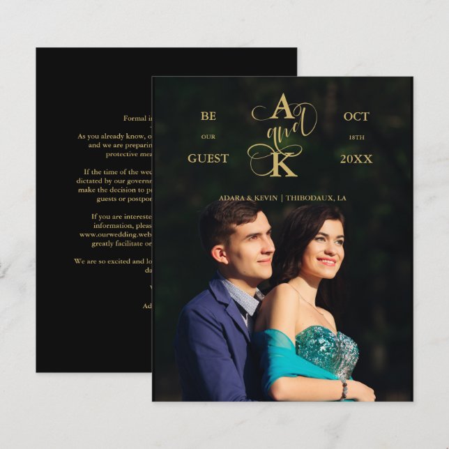 Budget Luxury Faux Golden Fancy Calligraphy Photo (Frente/Verso)
