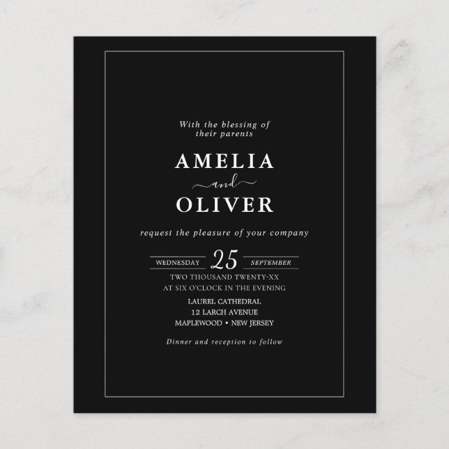 Budget Minimalist Wedding Invitation Flyer (Frente)