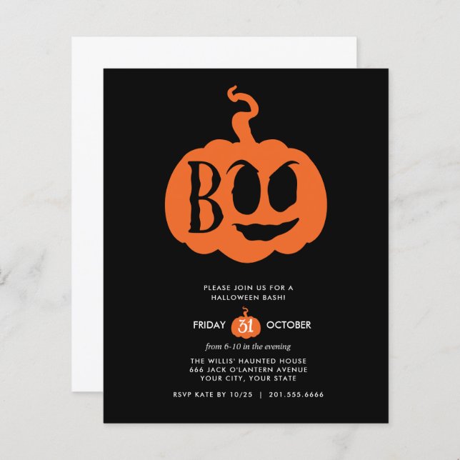 BUDGET Minimalista BOO Halloween Bash (Frente/Verso)