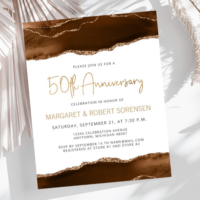 Budget Mocha Gold Agate 50th Anniversary Invite (Criador carregado)