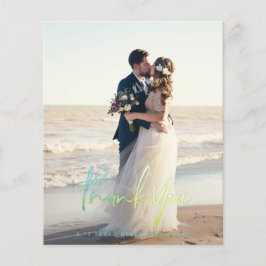 Budget Modern Script Wedding Photo Thank You Cards